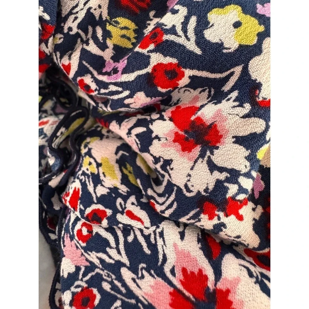 Poupette St. Barth Bety Tassel Tie Georgette Floral Maxi Dress Navy Azalea Small